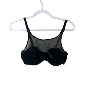 Vintage Victoria's Secret Metric 80 Black Velvet Bra Top Bralette Women's 36A